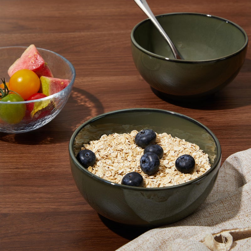 Pokini 5.3" Cereal Bowls & Dessert Bowls Set of 6-20 Oz Small Bowls for Kitchen-Ceramic Bowl for Cereal, Soup, Oatmeal, Salad, Ramen, Noodle, Rice, Yogurt-Dishwasher & Microwave Safe, Blackish Green - Image 5