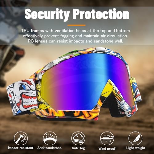 YOHOG Dirt Bike ATV Goggles Motorcycle Gear Motocross Riding Racing Dirtbike MX&MTB Accessories UTV Helmet Goggles Offroad Goggles Anti-Fog UV400 Scratch Dustproof Men Women Youth kids - Image 3
