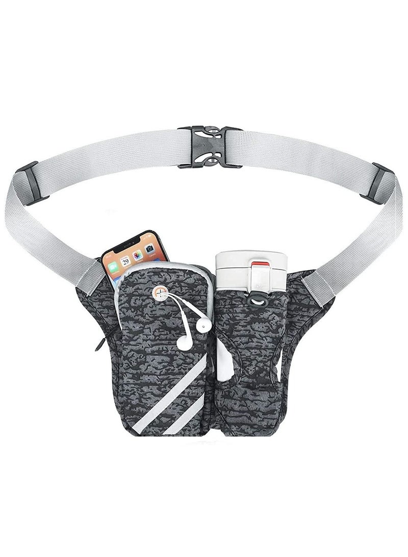 نيبمينينت Waist Pack Running Belt with Water Bottles Hydration Mini Bag Adjustable Strap Crossbody Large Pouch and for Outdoor Hiking Walking Travel - Image 1