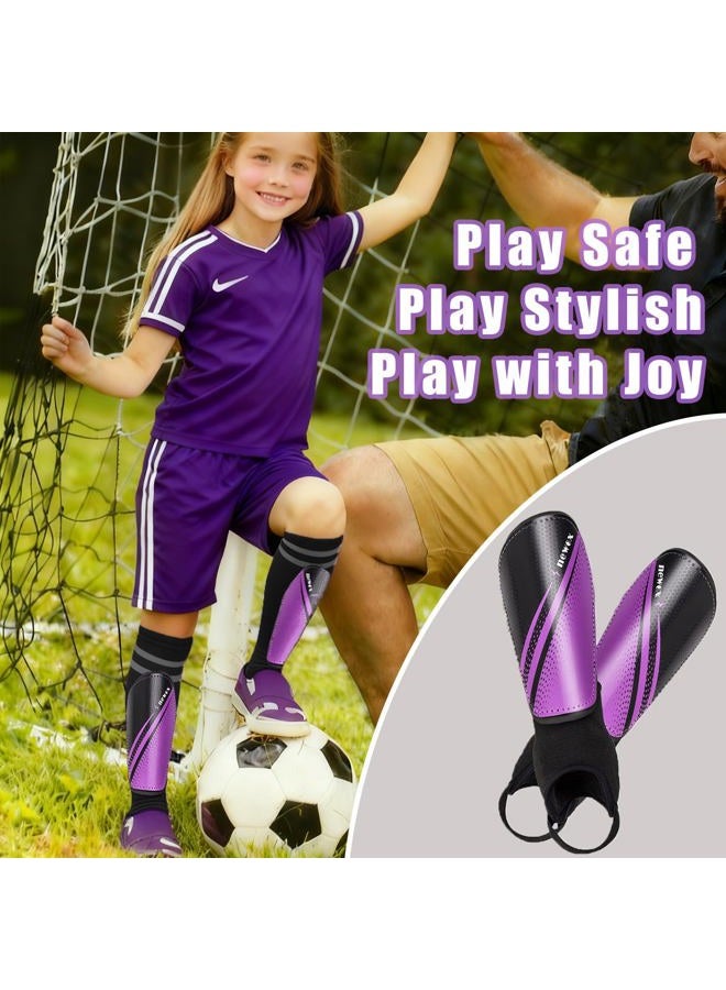 newox Soccer Shin Guards Kids Youth - Shin Pads Protection Boys Shin Guards Soccer Youth - Soccer Shin Guards for Kids 3-15 Years Old Girls Boys Large purple - Image 3