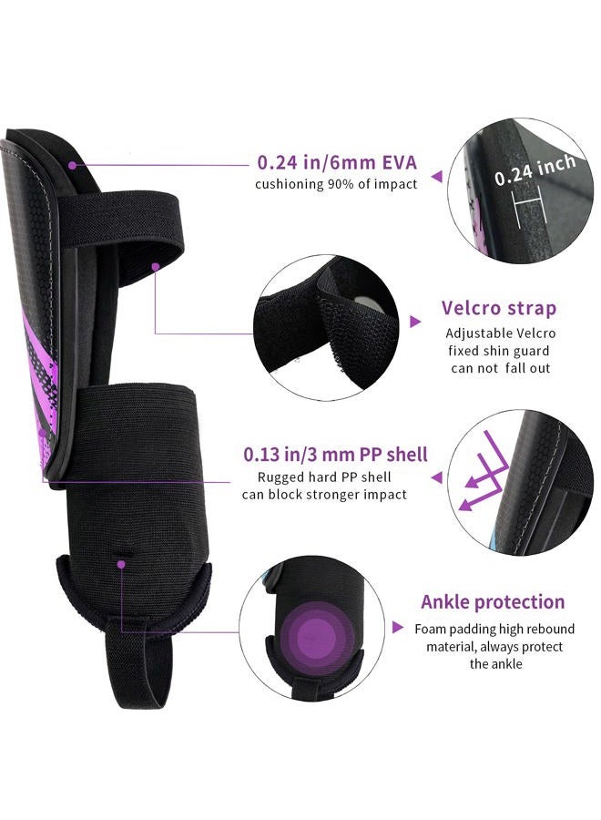 newox Soccer Shin Guards Kids Youth - Shin Pads Protection Boys Shin Guards Soccer Youth - Soccer Shin Guards for Kids 3-15 Years Old Girls Boys Large purple - Image 4