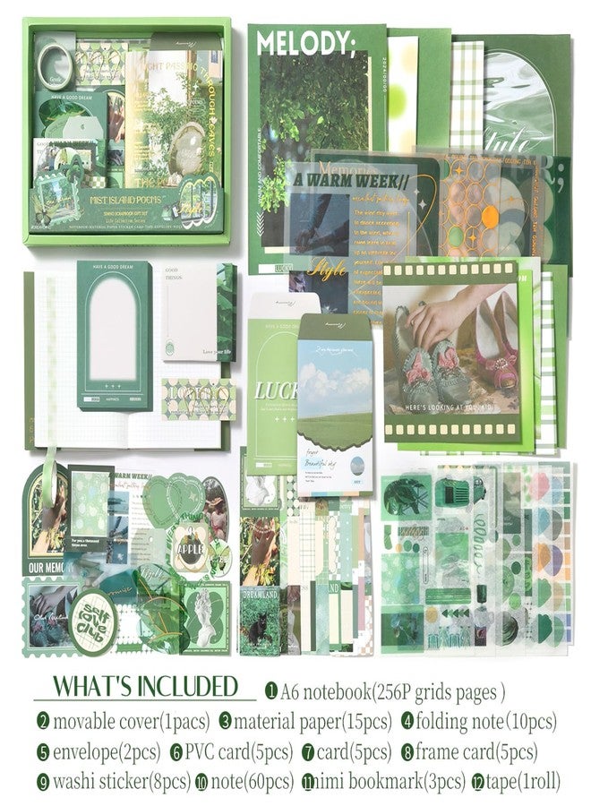 OFFIGIFT Scrapbooking Supplies Kit, Vintage Aesthetic Scrapbook Kit, Junk Journal Supplies with Scrapbook Stickers Paper, Journaling Supplies, Birthday Craft Gift for Adult Teen Girls Kid, Mist Island Poems - Image 2