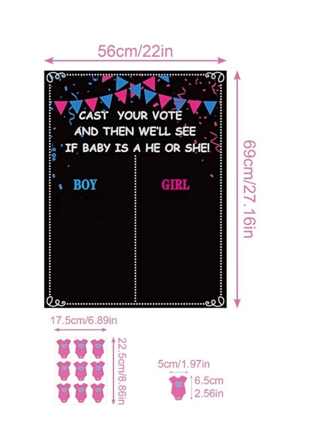 عالم البالونات لوحة للكشف عن جنس المولود مع ملصقات، لعبة تخمين جنس المولود باللونين الوردي والأزرق، 54 ملصقًا باللونين الوردي والأزرق (27 للأولاد، 27 للبنات)، ملصقات للتصويت على جنس المولود، لعبة تصويت للضيوف، مناسبة لحفلات استقبال المولود. - Image 4