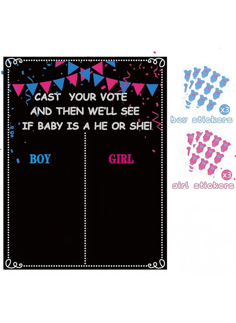 عالم البالونات لوحة للكشف عن جنس المولود مع ملصقات، لعبة تخمين جنس المولود باللونين الوردي والأزرق، 54 ملصقًا باللونين الوردي والأزرق (27 للأولاد، 27 للبنات)، ملصقات للتصويت على جنس المولود، لعبة تصويت للضيوف، مناسبة لحفلات استقبال المولود. - Image 3