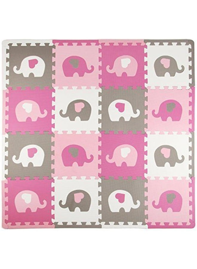 Tadpoles Playmat Set, Elephants, White/Hearts/Pink/Grey