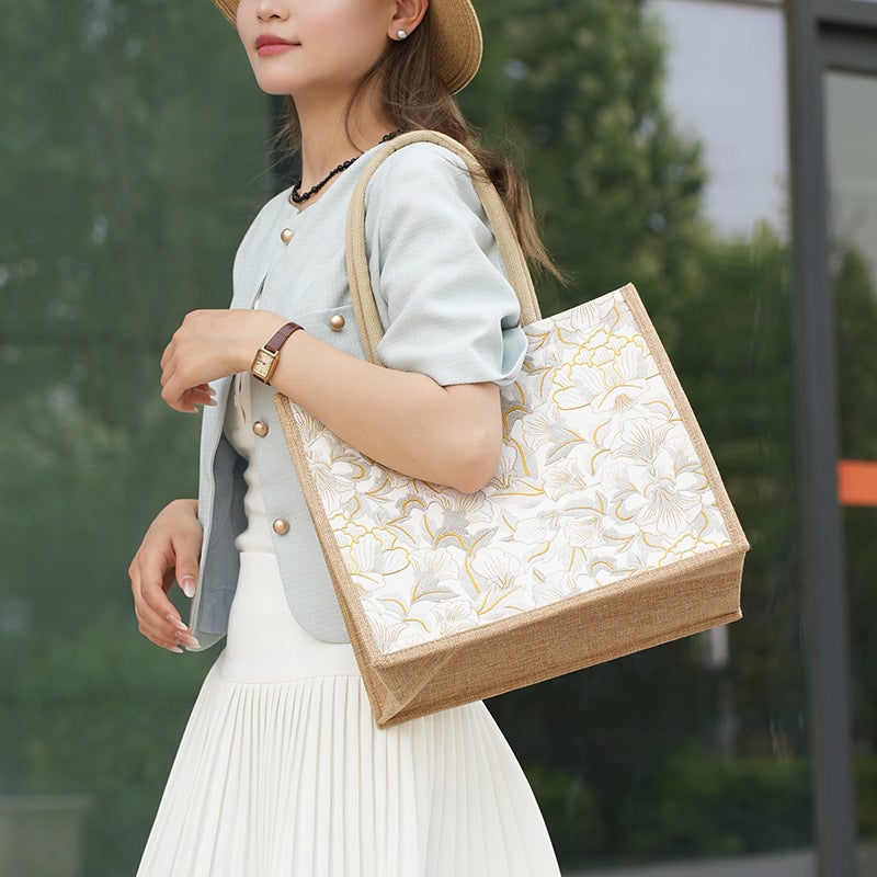 2025 High Quality Canvas Tote Bag Women'S Vintage Elegant Buckle Handbag Large Capacity Work Travel Bag - Image 2