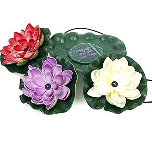 Superdream Colorful Solar Power Energy Floating Lotus Flower LED Accent Night Light for Pond Garden - Image 2