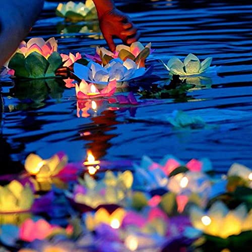 Superdream Colorful Solar Power Energy Floating Lotus Flower LED Accent Night Light for Pond Garden - Image 1