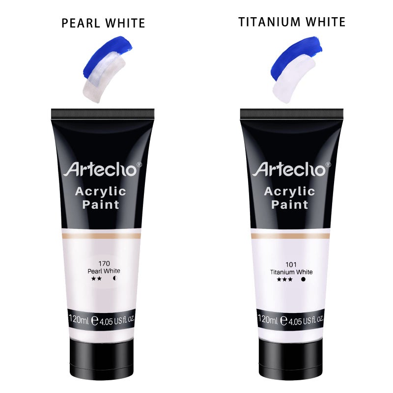 Artecho White Acrylic Paint, Titanium White Paint (120ml / 4.05oz) Tubes, Art Craft Paints for Canvas Painting, Rock, Stone, Wood, Fabric, Art Supplies - Image 4