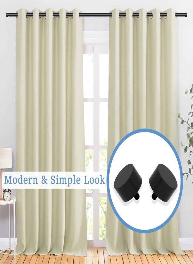 ATUHOLA Black Curtain Rod 84 inch, Heavy Duty Curtain Rods for Windows Adjustable, 1 inch Metal Drapery Rods with End Cap Finials, Modern Drapery Rods for Sliding Door, Bedroom, Living Room - Image 3