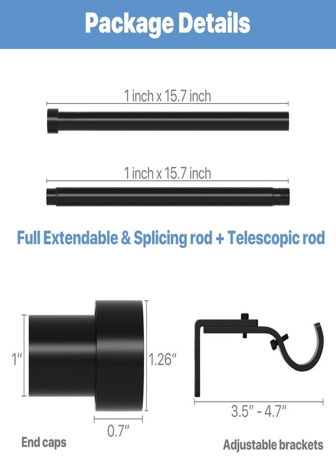 ATUHOLA Black Curtain Rod 84 inch, Heavy Duty Curtain Rods for Windows Adjustable, 1 inch Metal Drapery Rods with End Cap Finials, Modern Drapery Rods for Sliding Door, Bedroom, Living Room - Image 5
