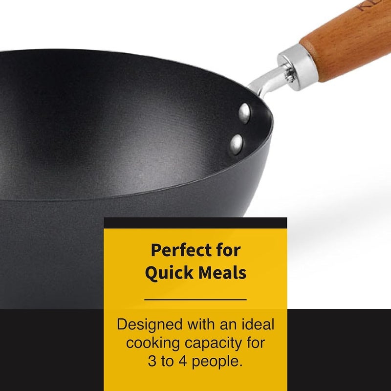 HEVASNEK Non-Stick Fry & Chinese - Loha Kadhai, Durable Non-Stick Coating for Easy Cooking and Cleaning Induction Compatible Fry - Image 5