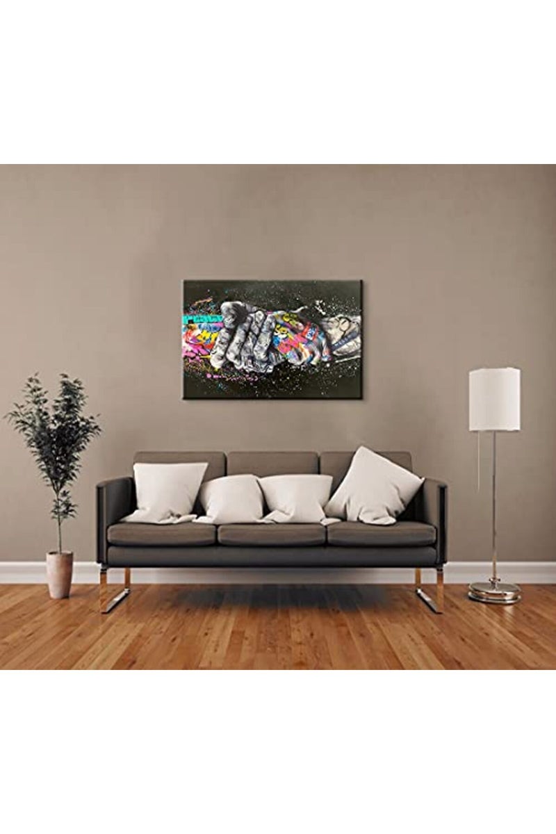 Mistyefly Graffiti Poster Handshake Colorful Wall Art - Image 2