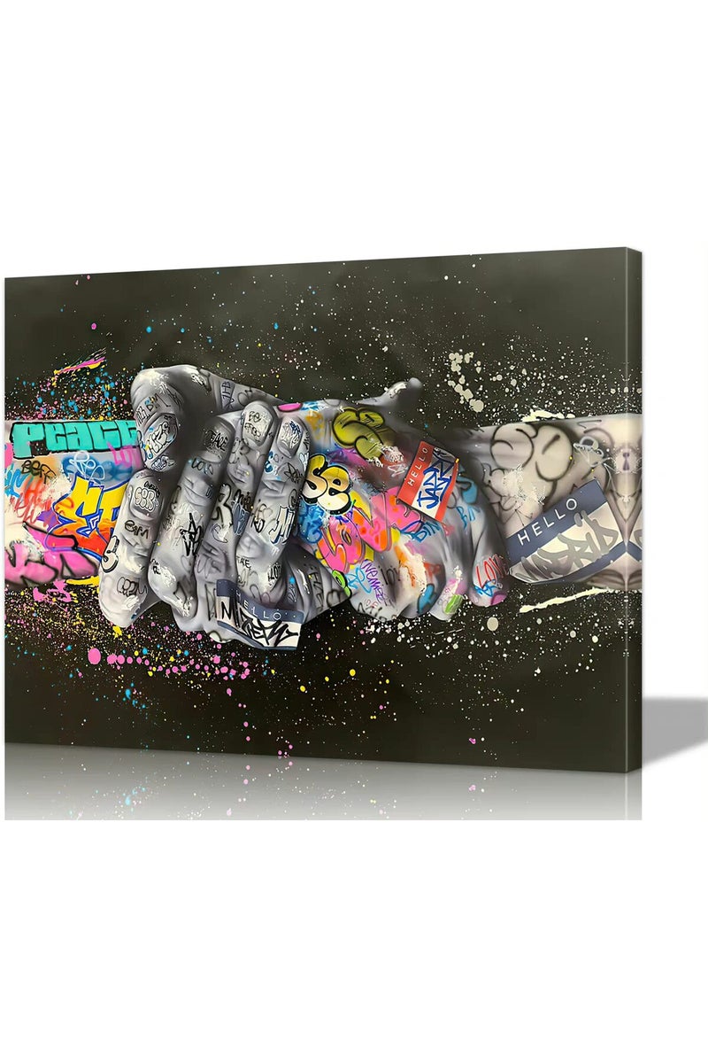 Mistyefly Graffiti Poster Handshake Colorful Wall Art - Image 1
