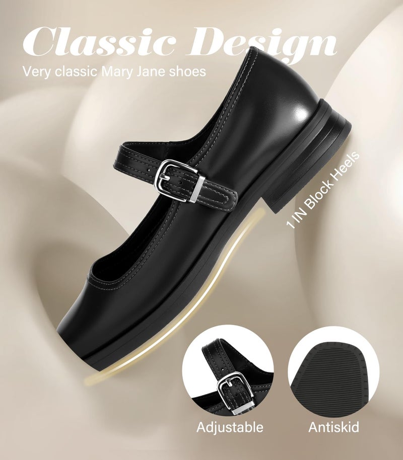 Ankis Mary Jane Shoes Women Pumps Comfortable Dress Shoes for Women Square Toe Wedding Shoes Low Short Block Chunky Thick Heels - Image 5
