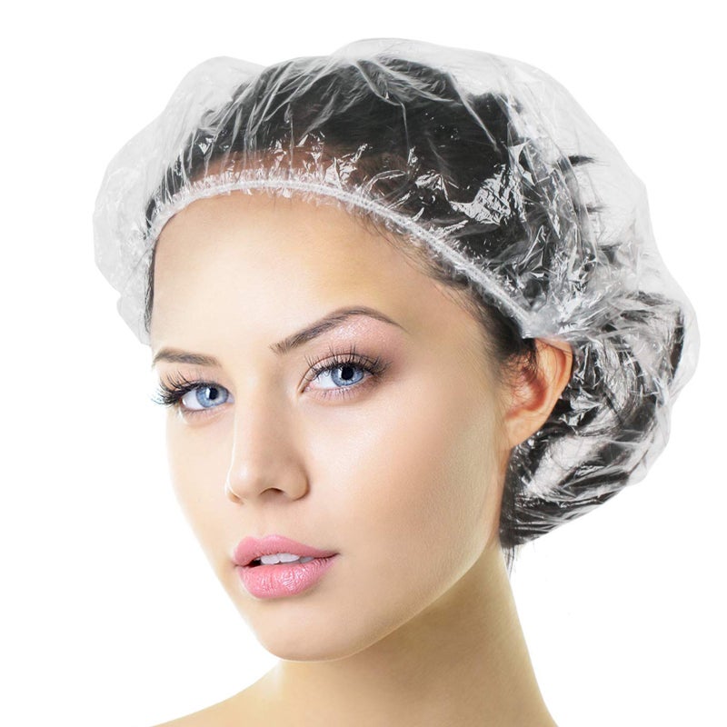 Disposable shower cap thickened and enlarged strip independent package 100 pieces / bag thickened white shower cap 44cm - Image 3
