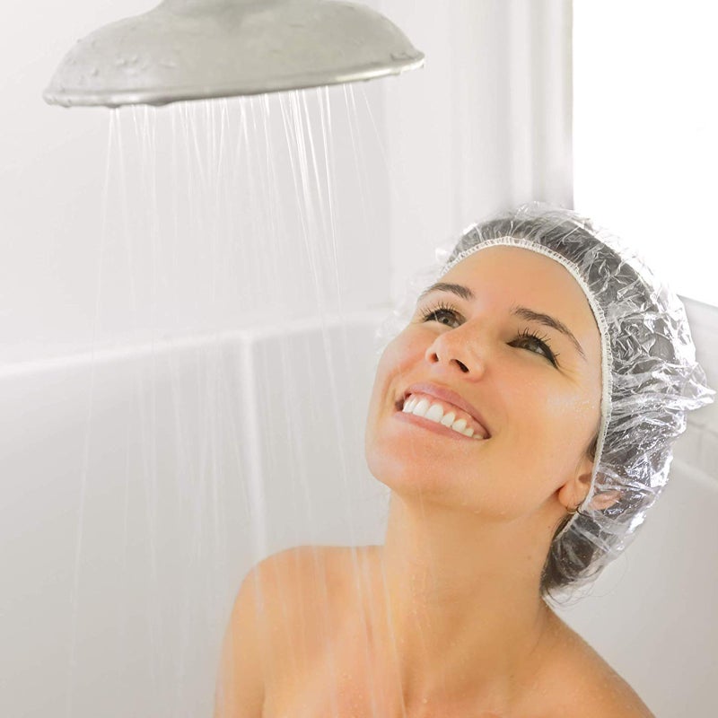 Disposable shower cap thickened and enlarged strip independent package 100 pieces / bag thickened white shower cap 44cm - Image 2
