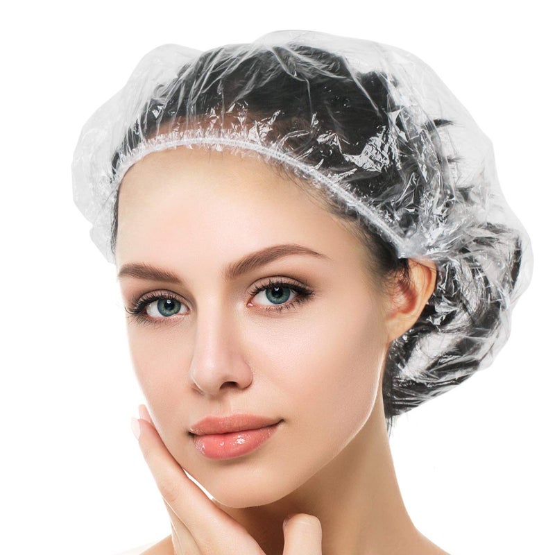 Disposable shower cap thickened and enlarged strip independent package 100 pieces / bag thickened white shower cap 44cm - Image 1