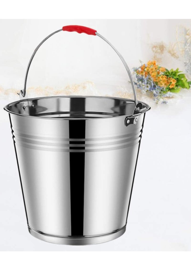DubaiGallery Water Bucket Feed Water Holder Milk Pail Bucket Oil Storage Container Metal Pail Feed Bucket Multipurpose Bucket for Home Metal Garbage Can Cosmetic Storage Barrel Stainless Steel - Image 1