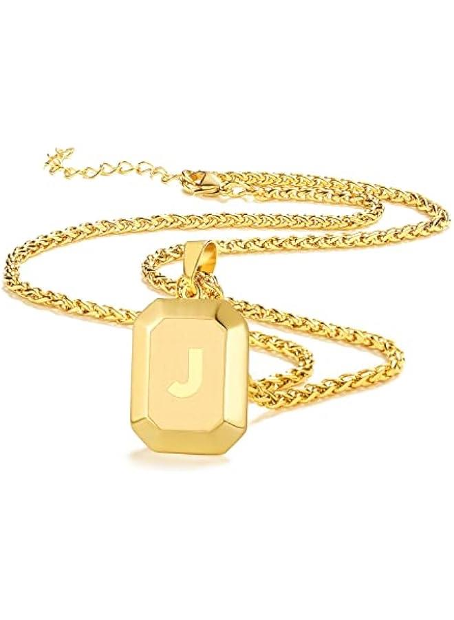 Graduation  Gift sInitial A-Z Letter Necklace for Men Boys Kids Teen, Stainless Steel American Flag Dog Tag Pendent Chain Jewelry Fathers Day Dad Gifts Birthday  Gifts- 24Inches  - Image 1