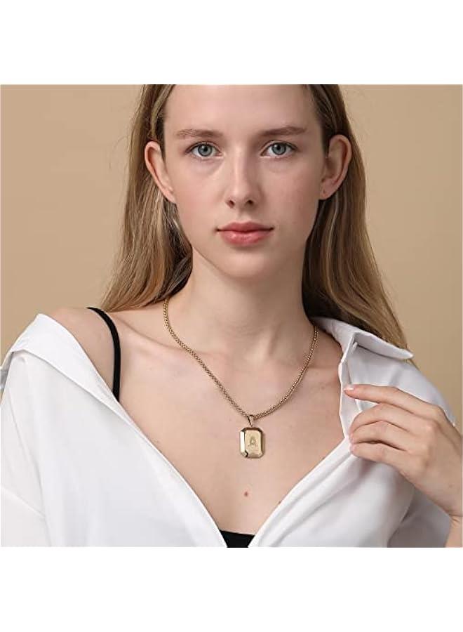 Graduation  Gift sInitial A-Z Letter Necklace for Men Boys Kids Teen, Stainless Steel American Flag Dog Tag Pendent Chain Jewelry Fathers Day Dad Gifts Birthday  Gifts- 24Inches  - Image 2