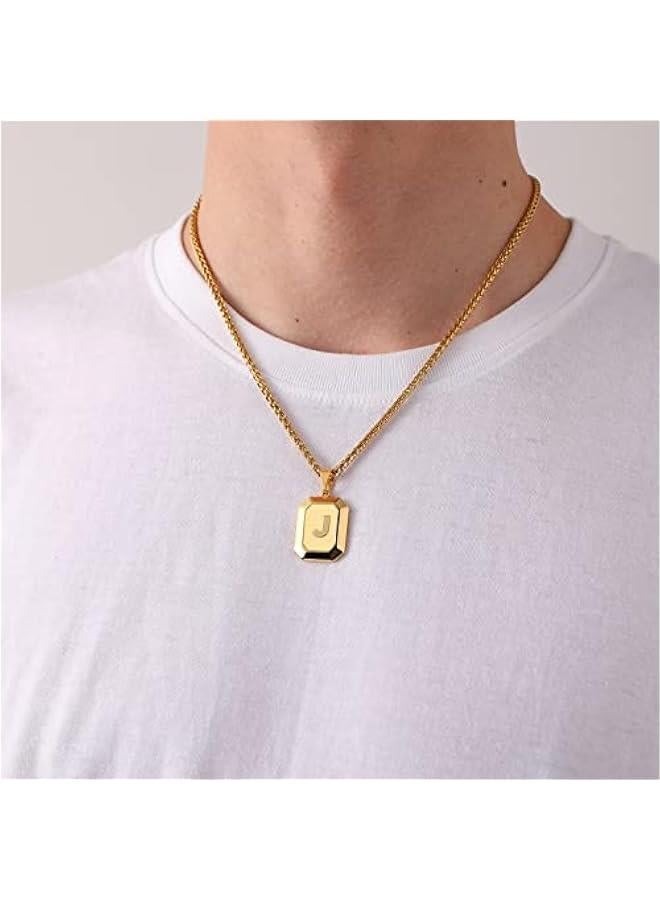 Graduation  Gift sInitial A-Z Letter Necklace for Men Boys Kids Teen, Stainless Steel American Flag Dog Tag Pendent Chain Jewelry Fathers Day Dad Gifts Birthday  Gifts- 24Inches  - Image 3