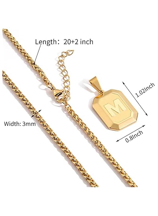 Graduation  Gift sInitial A-Z Letter Necklace for Men Boys Kids Teen, Stainless Steel American Flag Dog Tag Pendent Chain Jewelry Fathers Day Dad Gifts Birthday  Gifts- 24Inches  - Image 5