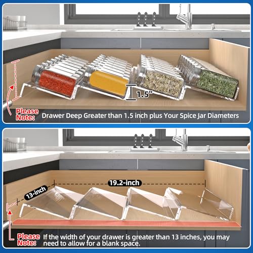 MIUKAA Clear Acrylic Spice Drawer Organizer, 4 Tier Seasoning Jars Drawers Insert, Kitchen Spice Rack Tray for Drawer/Countertop (Jars not included) - Image 3