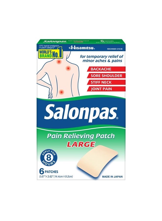 Salonpas Pain Relieving Patches 6 Piece Large- 14.4 X 9.2 Cm  - Image 1