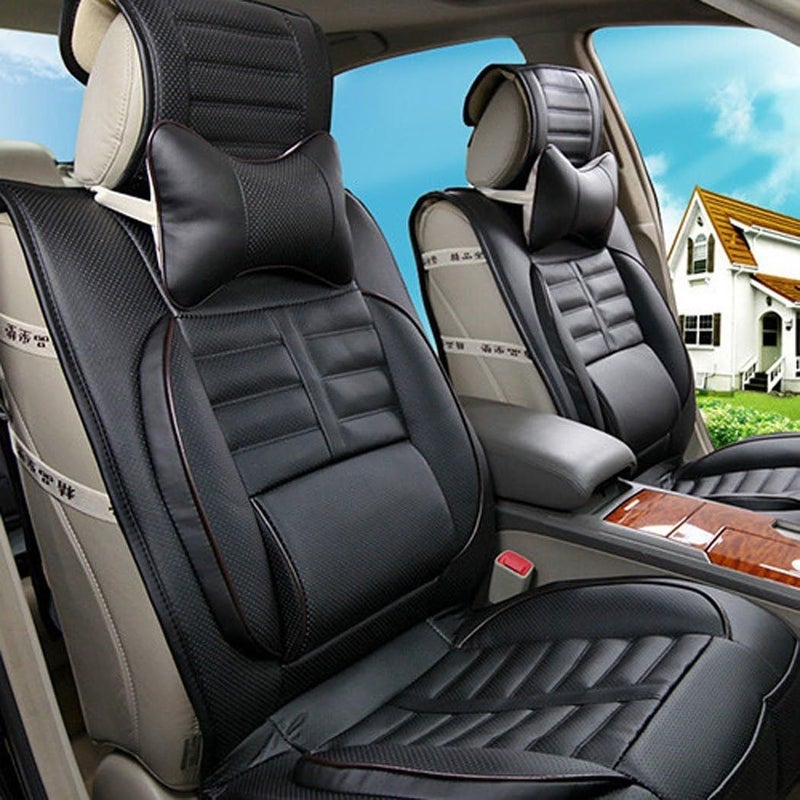 Lurowo 2 Pieces Car Headrest Pillow Neck Support - PU Leather with Removable Cover and Memory Foam Cushion - Image 4