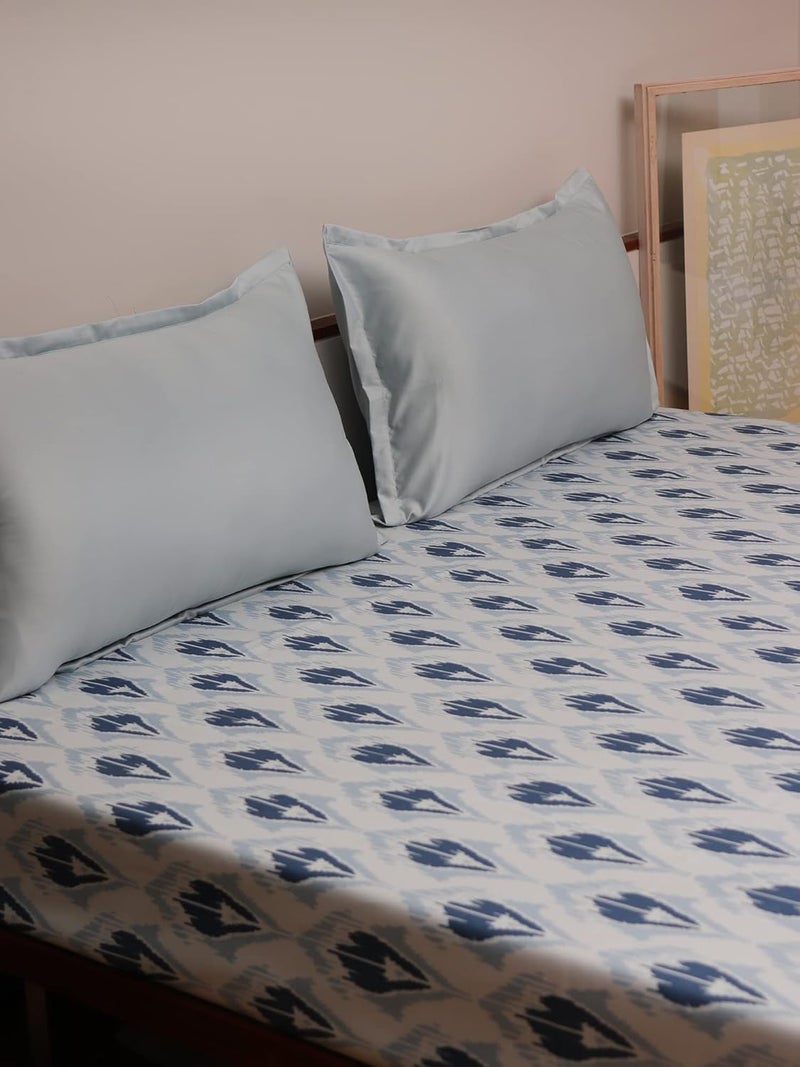 ZEBA World Cotton Blend Bedcover for Double Bed with 2 Pillow Covers Printed Motifs Queen Size Blue Color Bedcover 90 x 108inches 75x9ft Pillow Covers 17x27in - Image 3