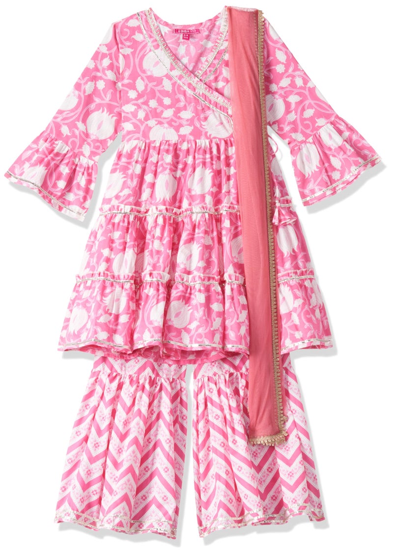 Biba Girls Pink Cotton Garara Set_4-5 Year - Image 5