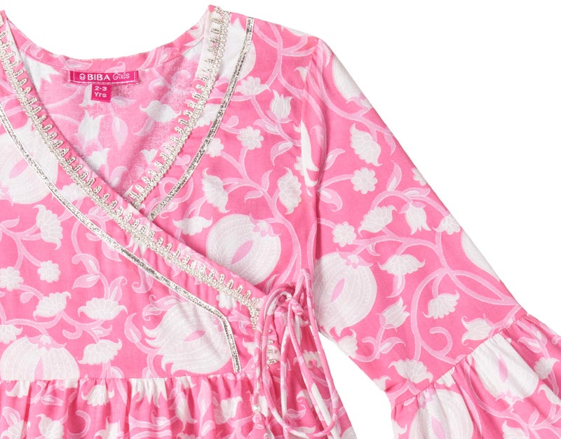 Biba Girls Pink Cotton Garara Set_4-5 Year - Image 3