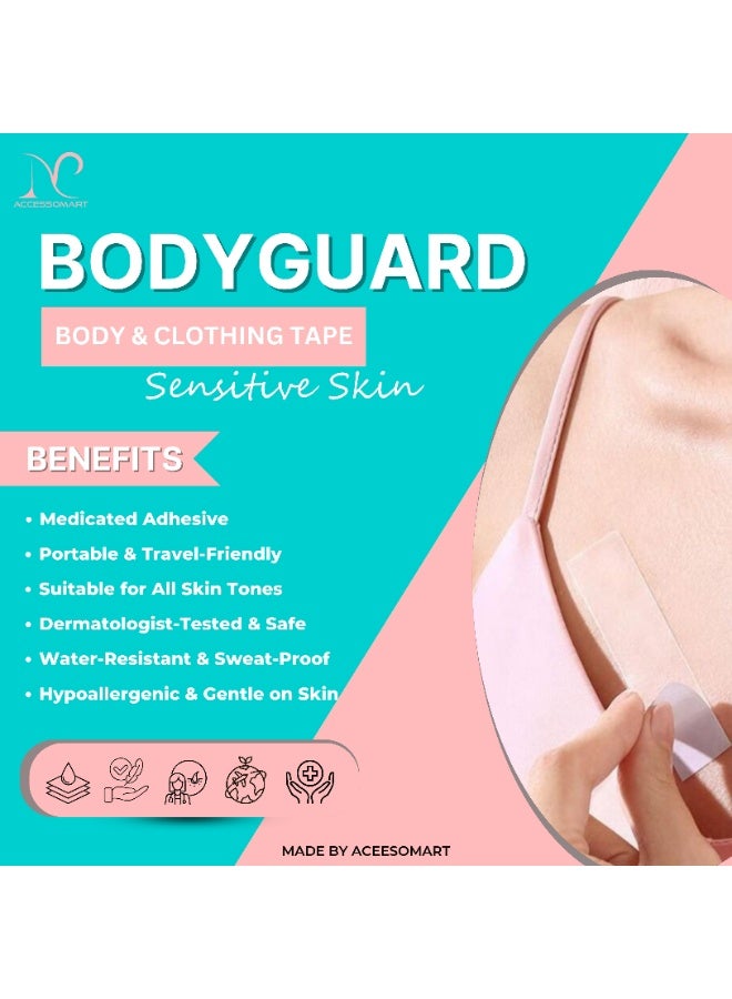 Accessomart Bodyguard Sensitive Skin Double-Sided Clothing & Body Tape – Gentle Hold, Hypoallergenic, Transparent (50 Strips) - Image 3