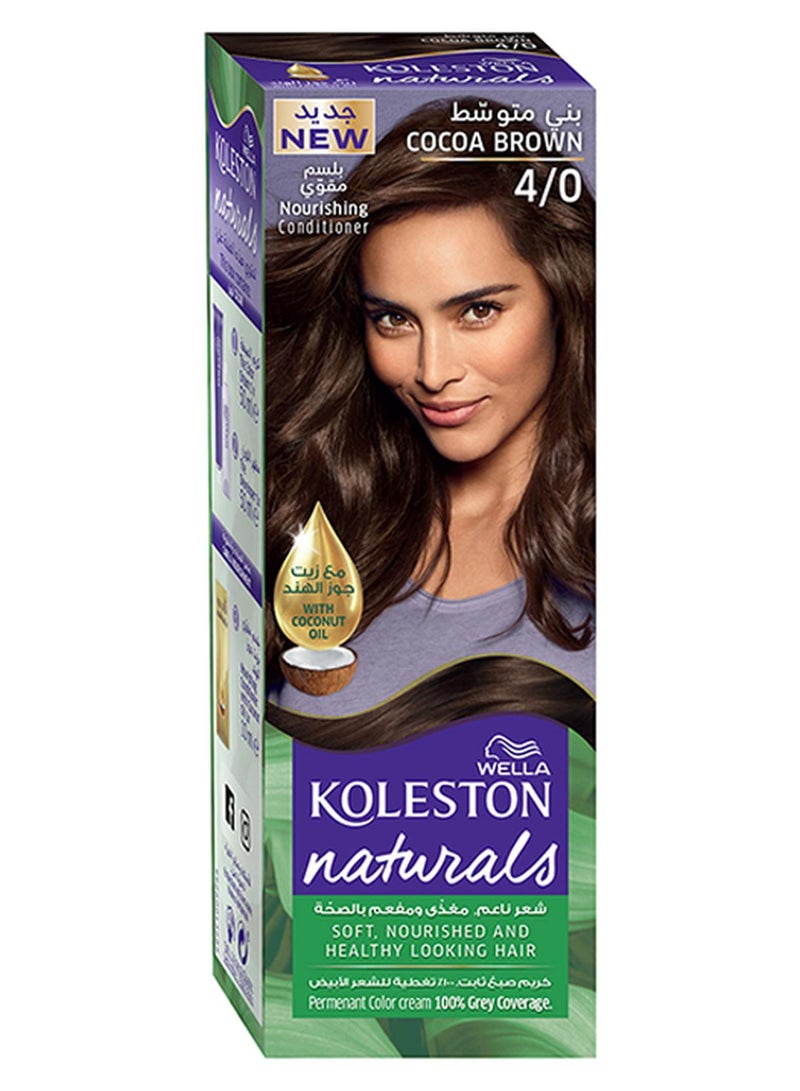 WELLA Koleston Naturals Hair Color 4/0 Cocoa Brown - Image 1
