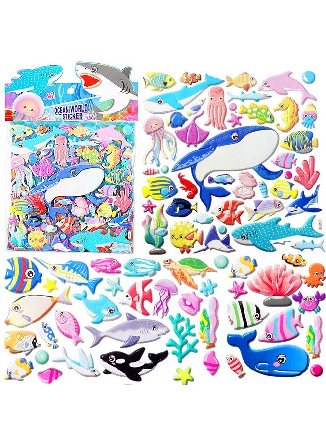 فنبلاست مجموعة ملصقات FunBlast بطابع المحيط - ملصقات كاواي منتفخة للأطفال، ملصقات ثلاثية الأبعاد للبنات، ملصقات جمالية، ملصقات لطيفة، ملصقات إسفنجية للأطفال، ملصقات ذاتية اللصق (تصميم عشوائي للمحيط) - Image 1