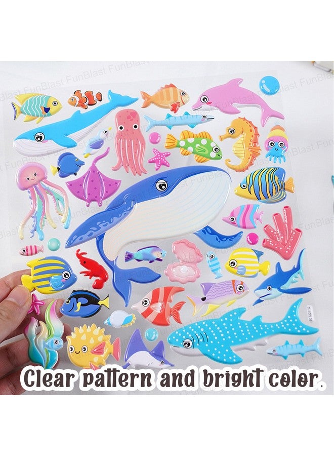 فنبلاست مجموعة ملصقات FunBlast بطابع المحيط - ملصقات كاواي منتفخة للأطفال، ملصقات ثلاثية الأبعاد للبنات، ملصقات جمالية، ملصقات لطيفة، ملصقات إسفنجية للأطفال، ملصقات ذاتية اللصق (تصميم عشوائي للمحيط) - Image 4