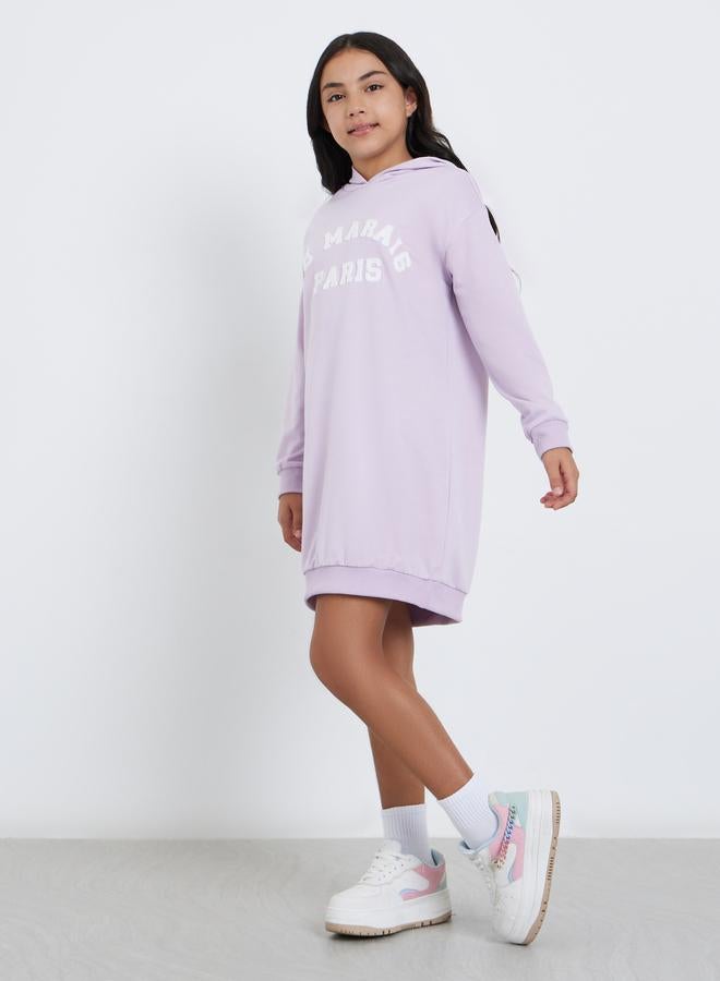 Styli Teen Lilac Hooded Sweatshirt Dress - Image 1