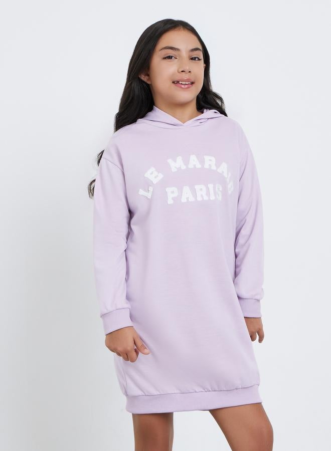 Styli Teen Lilac Hooded Sweatshirt Dress - Image 2