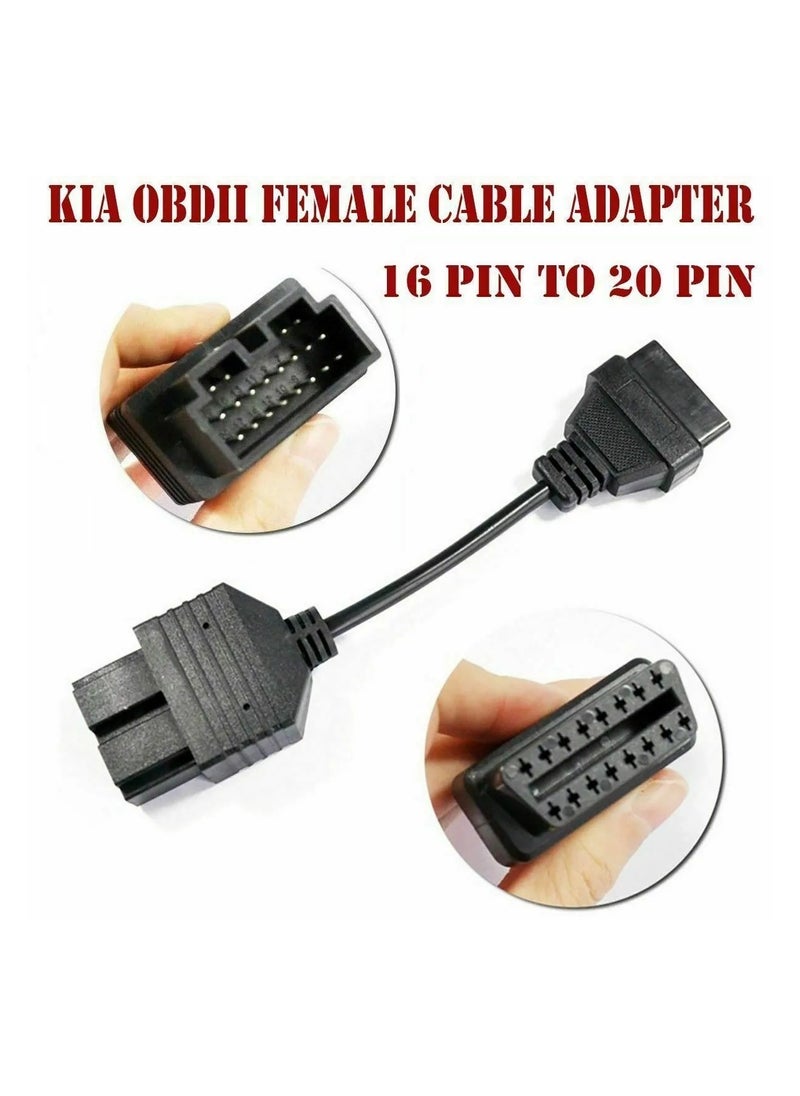Generic Compatible with Kia 20 Pin to 16 Pin obd2 Obd II Diagnostic Adapter Cable Female Diagnostic Tool Scanner Code Reader Length 8"  - Image 2