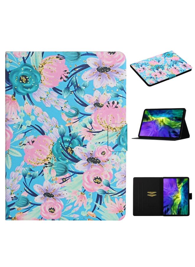 HuHa Case Cover For iPad Pro 11 2020 Flower Pattern Horizontal Flip Leather Tablet Case with Card Slots & Holder Pink Flower