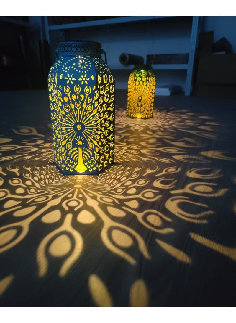 Solar Decorative Lights, 2 Pack Peacock Solar Lanterns, LED Outdoor Hanging Solar Lanterns, IP65 Waterproof, Auto On Off, Metal Solar Garden Lights, Patio Yard Lawn Pathway Fence Porch Decorative Lights, Garden Gift - Image 2