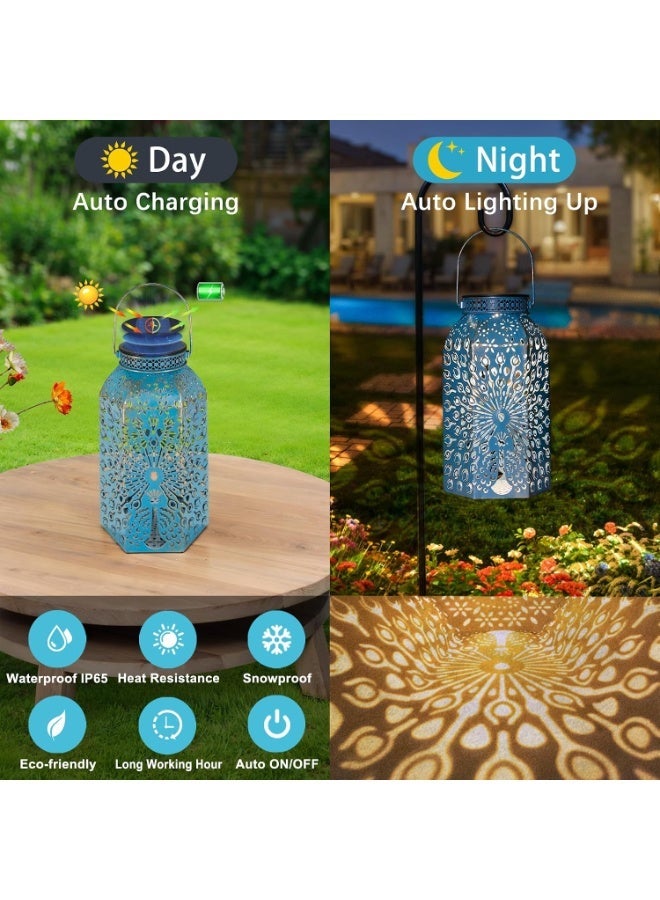 Solar Decorative Lights, 2 Pack Peacock Solar Lanterns, LED Outdoor Hanging Solar Lanterns, IP65 Waterproof, Auto On Off, Metal Solar Garden Lights, Patio Yard Lawn Pathway Fence Porch Decorative Lights, Garden Gift - Image 3