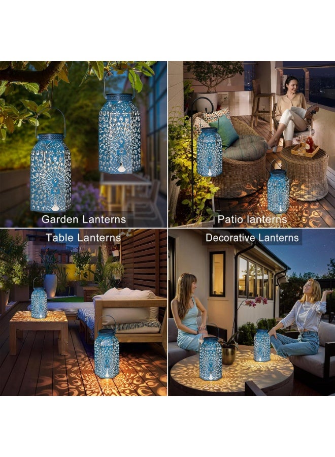 Solar Decorative Lights, 2 Pack Peacock Solar Lanterns, LED Outdoor Hanging Solar Lanterns, IP65 Waterproof, Auto On Off, Metal Solar Garden Lights, Patio Yard Lawn Pathway Fence Porch Decorative Lights, Garden Gift - Image 4