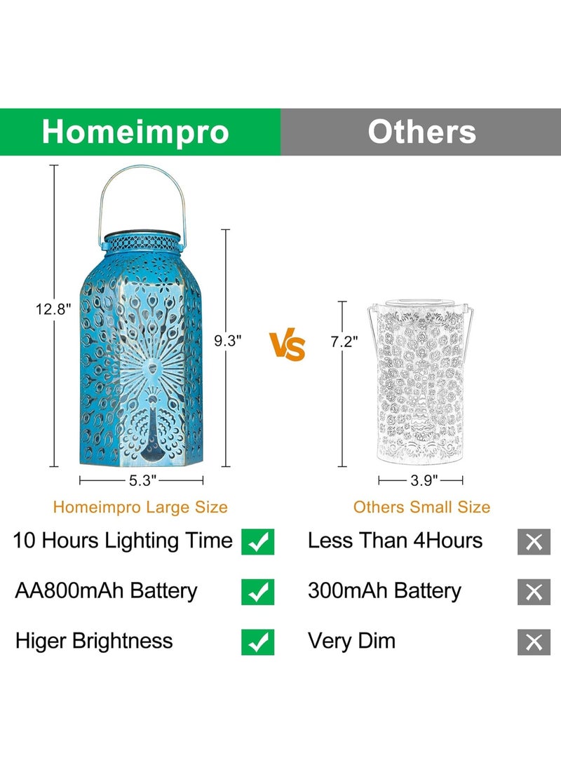Solar Decorative Lights, 2 Pack Peacock Solar Lanterns, LED Outdoor Hanging Solar Lanterns, IP65 Waterproof, Auto On Off, Metal Solar Garden Lights, Patio Yard Lawn Pathway Fence Porch Decorative Lights, Garden Gift - Image 5
