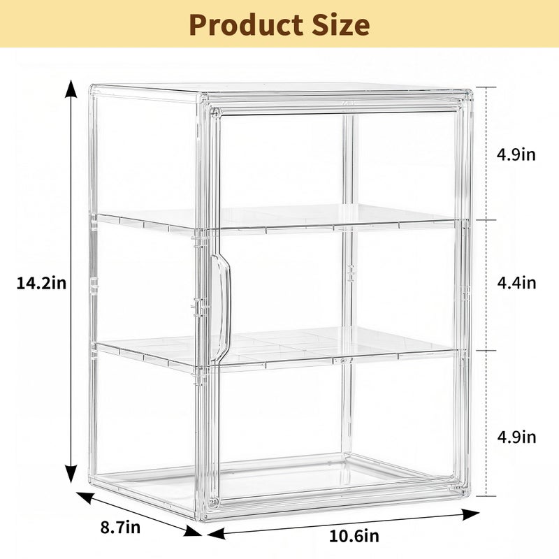 Attelite Pastry Display Case, Large Bread Box for Kitchen Countertop, 3 Layers Adjustable Clear Bread Storage with Magnetic Door, Bread Container for Bread, Bagel, Donut - Image 3