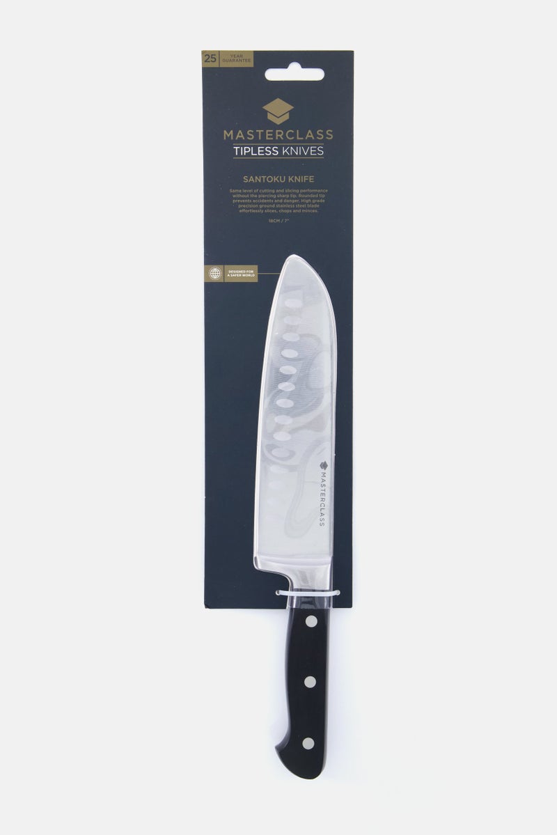MASTERCLASS Stainless Steel Blunt Rounded End Santoku Knife 13 cm, Black/Silver - Image 1