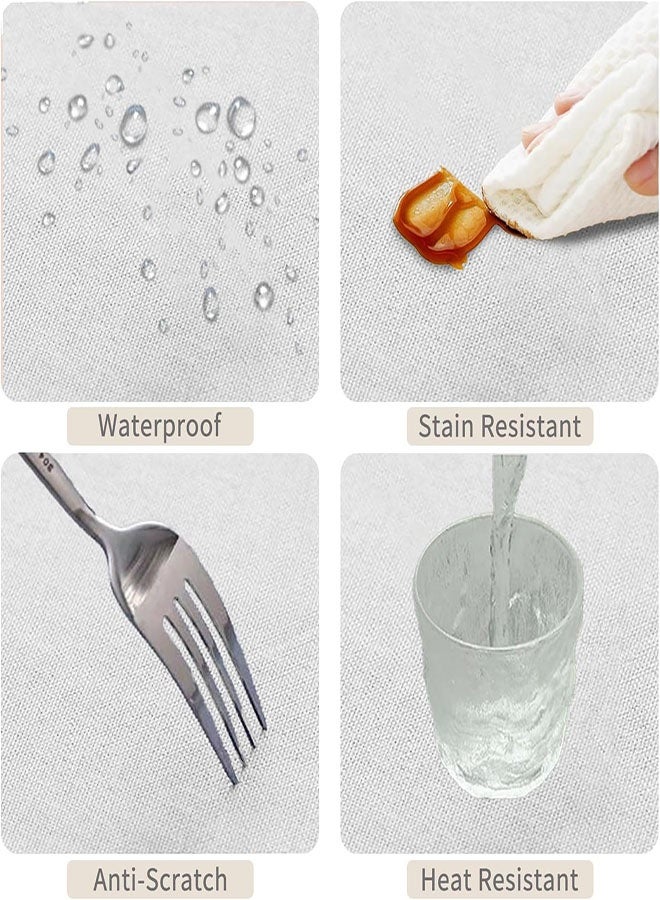 مفرش طاولة أبيض، 140x180 سم مفرش طاولة مقاوم للبقع، مفرش طاولة مستطيل قابل للغسل بتصميم مقاوم للتجعد — مثالي لحفلات الزفاف والمطاعم والحفلات وتزيين المآدب - Image 5