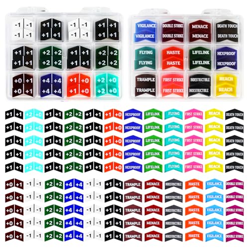 FourDragons 120PCS MTG Keyword Counters Buff Abilities Tokens for Magic Card Accessories MTG Creature Stats Plus 1 Loyalty Life Counters Tokens for TCG CCG Magic Card Gaming Accessories - Image 1