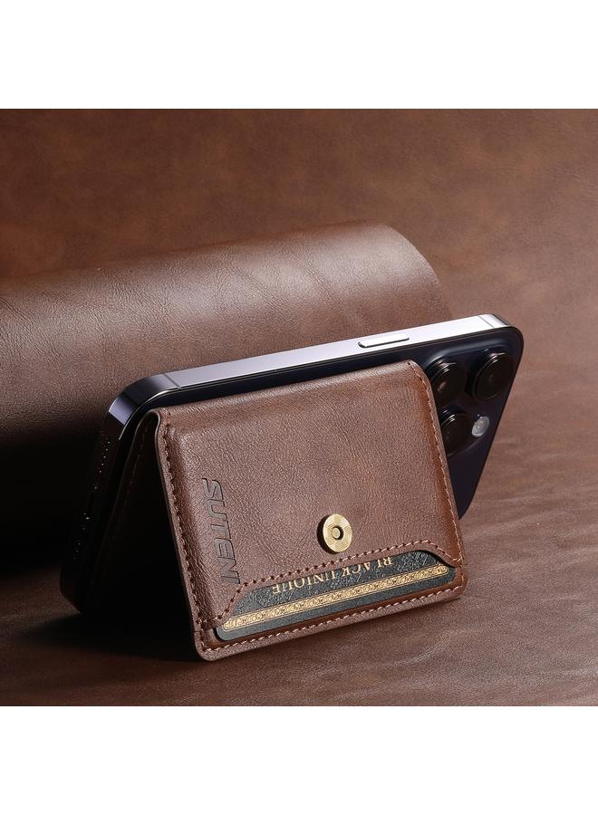 Suteni S2 Phone Magnetic Card Case Card Sleeve MagSafe Magnetic Coil PU Leather - Image 5